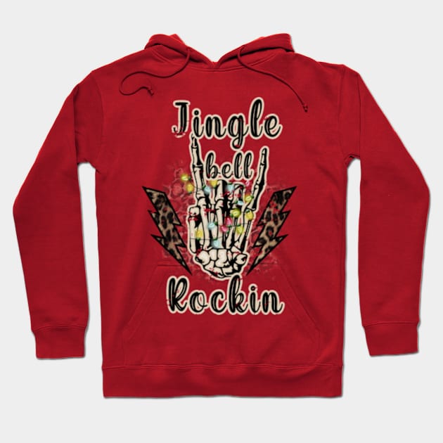 Jingle Bell Rockin' Christmas Skeleton Dark Humor Hoodie by ThatVibe